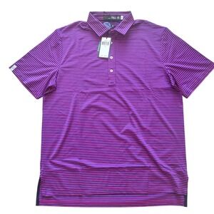 RLX Ralph Lauren‎ Mens Golf Polo Shirt Pink Purple Stripe Wicking Size L